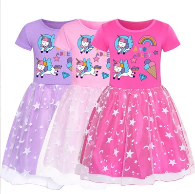 $20.22 • Buy A FOR ADLEY Youtube Girls Rainbow Tutu Dresses Rainbow Dress Pleated Skirt Tees