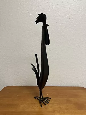 Metal Black Rooster Sculpture Farm Country Rustic Home Decor Handmade • $38.40