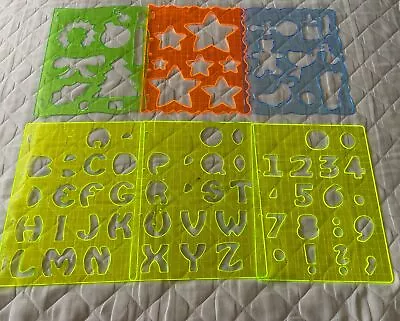 Fiskars Alphabet Letters Numbers Xmas Baby Star Hard Plastic Tracing Stencils X6 • $30