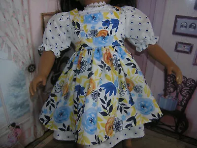 Dot Dress Flower Print Apron 2 Piece Dress 23  Doll Clothes Fits My Twinn • $21.95