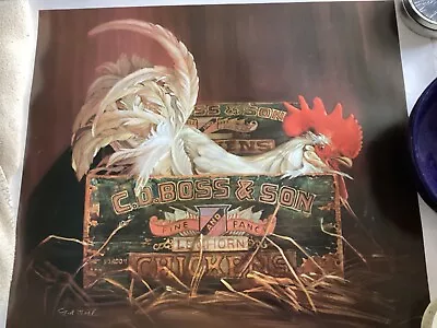 1984 N.A. NOEL CHICKEN IN A BOX  PRINT ( 25 X 22 Inches ) FINE And FANCY LEGHORN • $129