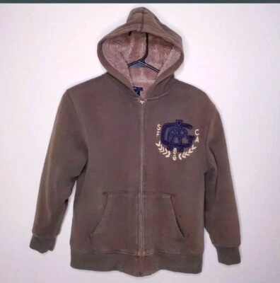 £9.70 • Buy Gap Boys Size 8 Zip Up Hoodie San Francisco Logo Jacket Olive Green Sherpa Lined