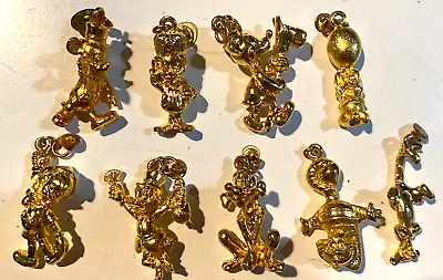 9 VINTAGE Gold Tone Walt Disney Charms Circa 1980's 3D SOLID SCROOGE PLUTO POOH+ • $39.99