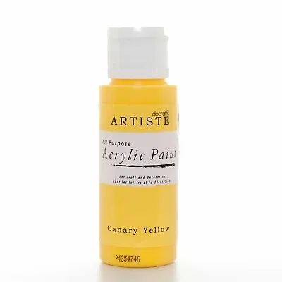 Artiste Acrylic Paint 59ml 2Oz Canary Yellow Quick-Drying Professional Art ... • £2.78