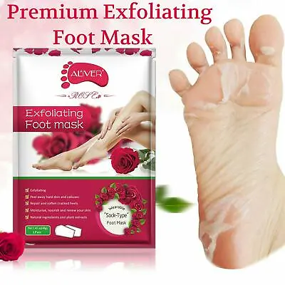 Exfoliating Peel Foot Care Sock Mask Baby Soft Feet Remove Dead Skin Callus Rose • £2.60