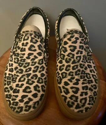 Custom Vans Classic Slip On Skateboard Bmx Sneakers Leopard Sz 10 • $55