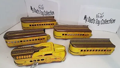 Vintage Marx 1930s Union Pacific Articulated Wind Up Train M-10005 5 Piece Works • $130