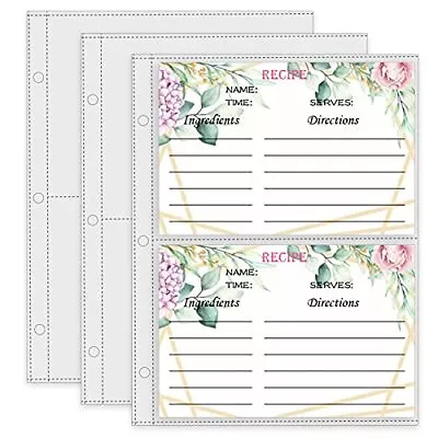 Recipe Card Page Protectors Mini Recipe Card Sleeves For 8.5 X 9.5 3-Ring Bi... • $14.76