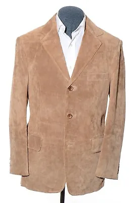 38R Apt 9 Three-Button Light Brown Suede Leather Blazer-Style Jacket Coat Sport • $58