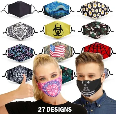 Reusable Face Mask Including Filter Fashion Mask Protective Mouth Face Cover UK • £2.99