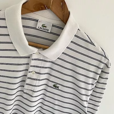 Lacoste Polo Shirt Size 7 XXL 2XL Mens White Striped Regular Fit Short Sleeve • £32.95