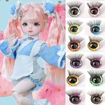 10 Colors Plastic Safety Eyes 12mm Eyes With Eyelash  Doll Accessories • $5.81
