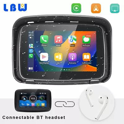 Portable Motorcycle Wireless CarPlay Waterproof 5  HD Touch Screen GPS Bluetooth • $165.55