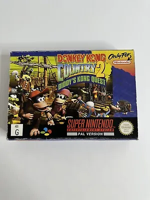 $139 • Buy Donkey Kong Country 2: Diddy’s Kong Quest + Box + Manual +Insert Nintendo SNES