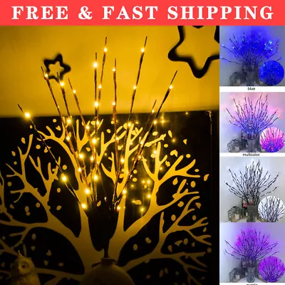 £8 • Buy 20 LED Branch Twig Lights Light Up Willow Tree Branches Christmas Decor UK