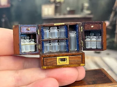 Vintage Artisan Miniature Dollhouse John Davenport Traveling Apothecary Cabinet • $499.99