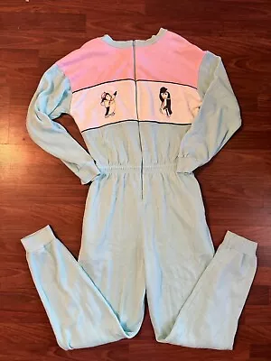 Vintage 80s Penguin Jumpsuit Romper Sweatsuit Size Medium It’s A Charm Zipper • $25