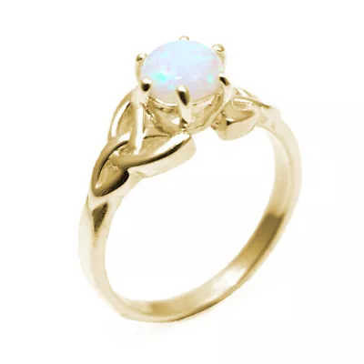 $520.72 • Buy Celtic Trinity Knot Ring 1ct Unicorn Tear Opal 9ct Gold 216