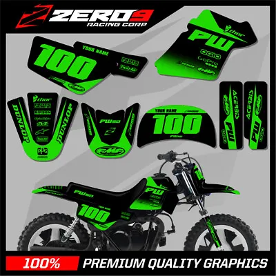 Yamaha Pw 50 Graphics Kit Peewee 50 Graphics Mini Bike Graphics Block Blk/grn • $62.11