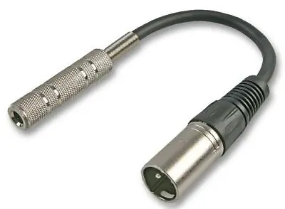 XLR To Jack Adapter 1/4 Inch Mono 6.35mm Socket To 3 Pin XLR Male Plug Lead 20cm • £6.99