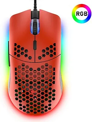 $28.21 • Buy Wired Lightweight Gaming Mouse RGB Backlit 6400 DPI Honeycomb Shell For PC PS4 