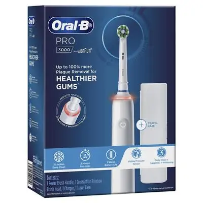 $139.95 • Buy Oral B Braun Power Toothbrush Pro 3000 Powerful Teeth Cleaning With Travel Case 
