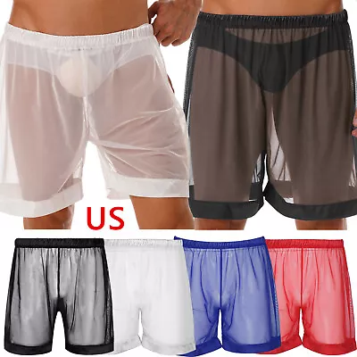 US YiZYiF Mens Lingerie Boxer Shorts See-through Underwear  Casual Boxer Briefs • $4.27