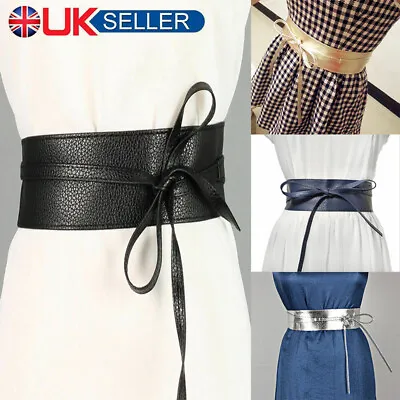 Wide Waist Belt PU Leather Waistband Wrap Around Cinch Obi Band Women Ladies UK • £3.99