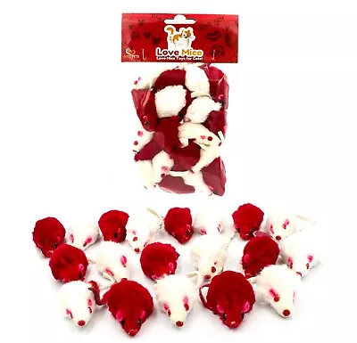 AXEL PETS 20 Love St Valentine's Day Cat Mice Toy Catnip Rattle Sound Rabbit Fur • $14.95