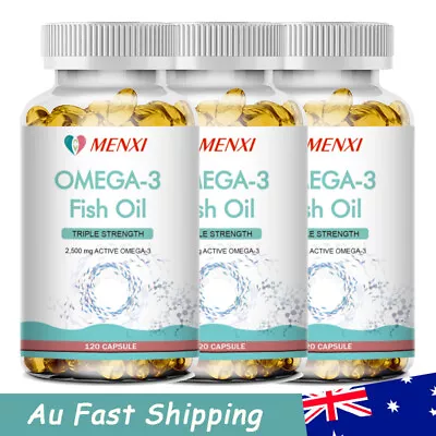 3x Strength 2500mg EPA & DHA Omega 3 Fish Oil Softgels Highest Potency 3 Bottles • $53.19