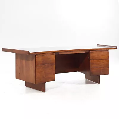 Harvey Probber Mid Century Walnut Curved Executive Desk • $6595