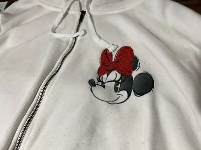 Disney Parks Minnie Mouse White Zip Up Hoodie Women's 3X In Great Condition • $15