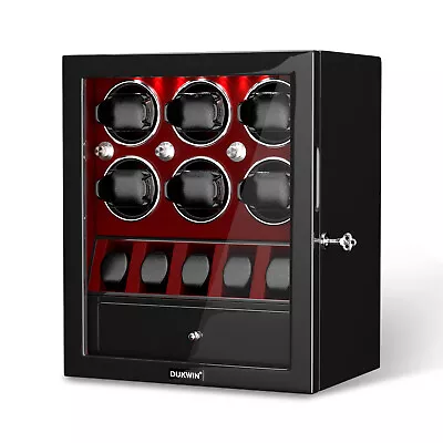 Luxury Automatic 6 Watch Winder With 5 Watches Display Storage Box W/ LED Light • $319.99