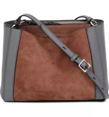 Rag & Bone Praline Passenger Crossbody Suede/Leather Bag Gray/Cocoa Brown - NWT • £339.62