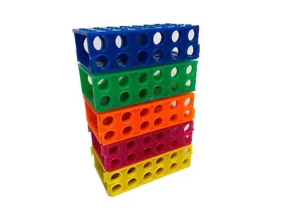 (5/Pk) 80-Place 4-Way Flipper Interlock Centrifuge Tube Vial Rack B/G/O/P/Y • $35.99