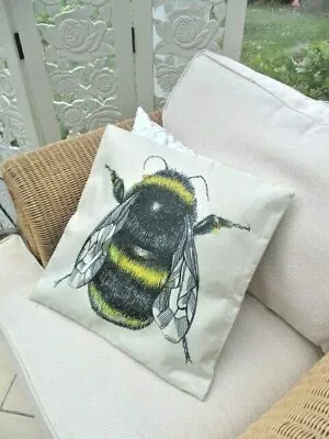  Bee Cushion Cover   Large Bee 45x45 Beige Not White New • £6.99