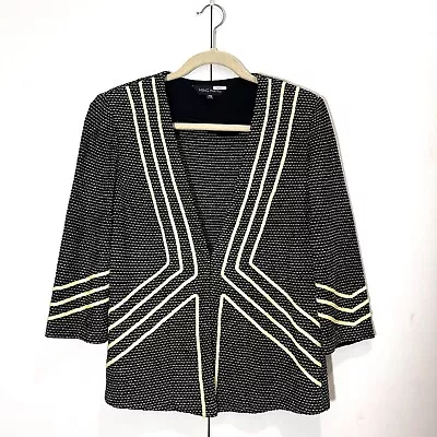 Ming Wang Cardigan Jacket Women’s PM Black Yellow Career Casual Sweater • $49.95