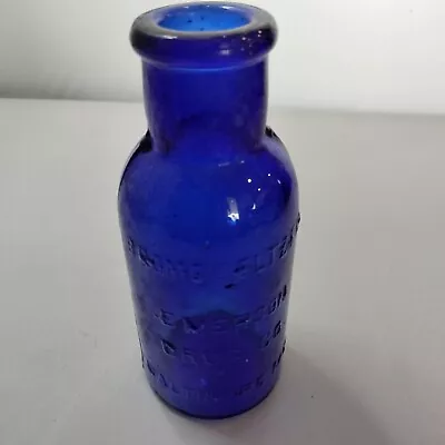 Vintage Emerson Drug Co Bromo Seltzer Cobalt Blue Bottle 4   • $4.99