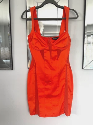 £15.99 • Buy PLT Bright Neon Orange Corset Boned Bodycon Dress Sheet Panels Size 14 NEW