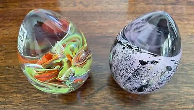 Mdina Glass Eggs Malta Beautiful Shaped Paperweights Art 3.5  Tall 10 Oz Weight • $30