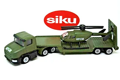 £14.14 • Buy SIKU 1681 KFOR SCANIA 3-Axle T-CAB Truck & 2-Axle LOW-LOADER Trailer+ HELICOPTER