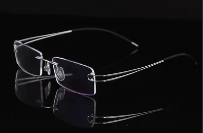 Mens Titanium Eyeglass Frames Rimless 52mm Spectacles Hingeless Rx-able Flexible • $32.39