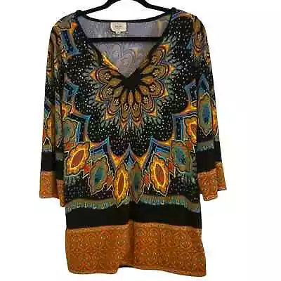 Eci New York Vintage Hippie Mini Tunic Dress Size Medium Artsy  • $15