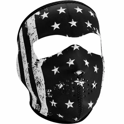 Zan Headgear B & W USA Flag Motorcycle Ski Snow Mobile Full Face Neoprene Mask • $14.99