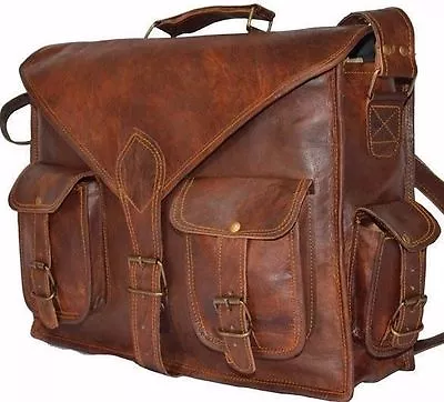 Men's Genuine Vintage Brown Leather Messenger Bag Shoulder Laptop Bag  Briefcase • $52.63