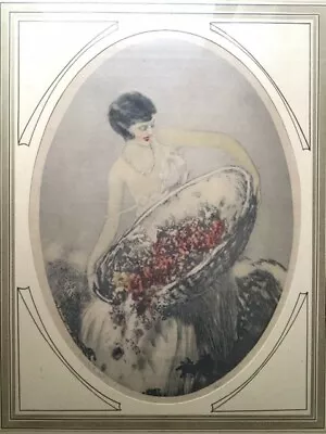 Art DECO Etching Colored Signed By Hart VINTAGE Original Titled Beauty Basket • $95