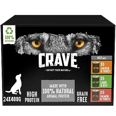 24 X 400g Crave Adult Complete Wet Dog Food Can Mixed In Pate • £38.40