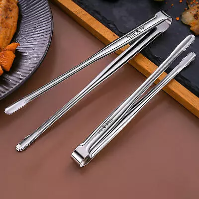 Stainless Steel BBQ Tongs Grill Tongs Slim Kitchen Cook Tool For Bread Steak • $9.28