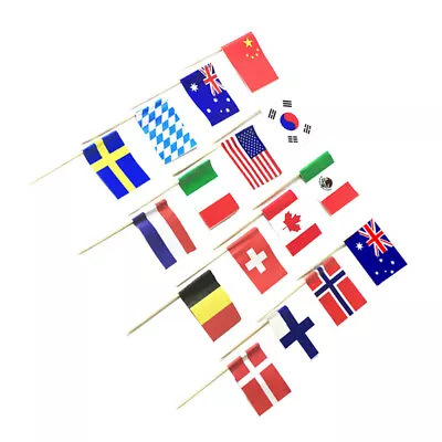 50 International World Flag Cupcake Toppers Picks Toothpick Flags Cocktail Picks • £7.15