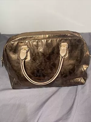 Michael Kors Purse Handbag Metallic Bronze Brown Gold  Double Handle See Details • $19.99